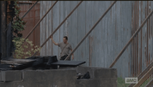 Damn, are those bracings on the outside of the fence? I thought they were on the inside...that fence may hold off walkers, but a living enemy could pull down those bracings, or use them to scramble up and over the wall. Major design flaw, Reg.