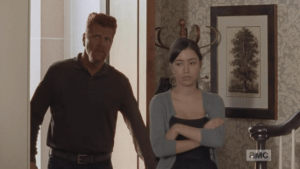 Abraham and Rosita come next...Rosita's body language immediately pronounces the party as