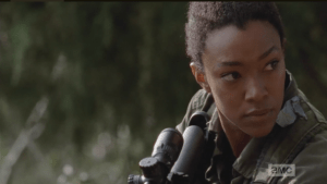 After the first frame goes down, Sasha looks around, seeing if anything, or anyone approaches, attracted by the sound of the gunfire. But all is quiet...