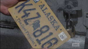 And just when Aaron thought it couldn't get any better, he finds that the license plate he just unscrewed is one from Alaska...triple bonus score!