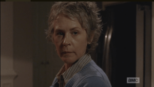 Carol looks up and sees the little boy. It seems that lost children keep finding Carol in these times, and she is challenged once again to open her heart to a child who needs her.