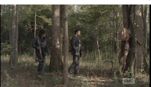 Daryl and Aaron cautiously make their way forward, until they some upon another distressing, horrifying spectacle...