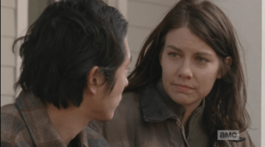 Maggie looks at Glenn's troubled face.