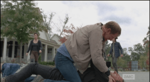 McBeaty chokes Rick, who surprises him with some blow to the something or other...