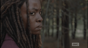 Michonne looks after Sasha's retreating form. She's been there, in the throes of grief, having lost everything in the early days of the turn...her baby son, her man, her best friend. And she has lost so many, so much, since...Michonne knows exactly what Sasha is going through right now, and she knows that Sasha needs to feel it, to ride it out, and decide on her own if she wants to continue on...