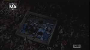...and as it lurches off, we recognize the picture as one that Sasha had used as target practice, not far from the gates of Alexandria.
