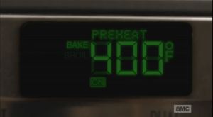 An oven preheats...