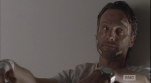 Rick looks over at Michonne after delivering this announcement. Wow, I guess no good deed goes unpunished, does it, Deanna Monroe?