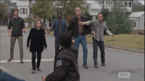 Rick pulls out his secret handgun, points it at Tobin and Nicholas, Deanna...Spencer's back there, like,