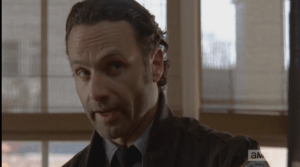 Rick Grimes gives Pete one more chance, says quietly, firmly, slowly, 