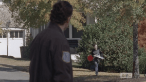 As he struggles to keep his composure, Rick sees a boy run by with the red helium balloon tied to his boat...the red balloon seems to represent the red fury that blooms inside of Rick Smash!