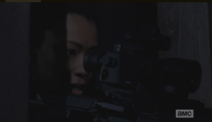 For a moment, it seems Sasha is able to rein in her emotions, regain control, aim and focus her rifle...