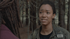Sasha knows all this, on some level, and her anger starts to give way into its true form: grief. Her face softens as she looks at Michonne, grappling for the words. 