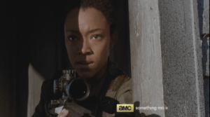 Meanwhile, Sasha is back up in the watchtower...it's her safe place.