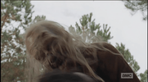 ...but White Walker gets the jump on Sasha and tackles her to the ground.