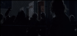 The wolfboys watch the walkers turn and begin to shuffle back towards their trailer/holding pens, as if trained. It is easy to imagine these young men were technically savvy before the turn, and have used their talents in these times...