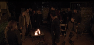 Rick throws Blow Yer Top Walker's rekilled body onto the ground, right at Deanna's feet, as his people, and the assembled citizens, gape wordlessly.