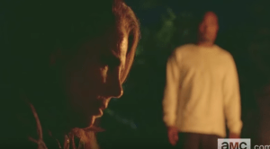 With Gabriel standing in the background, we see Deanna's face, dull with shock and grief, as she stares down at the pool of her husband's blood...