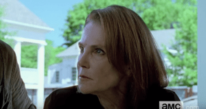 We see a shot of Deanna, who seems to be listening intently to Morgan's words.