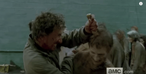 We see Nicholas, going hand-to-hand with a walker, something he didn't know how to do, before...