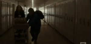 Tobias runs back for a lost can, and Madison urges him,