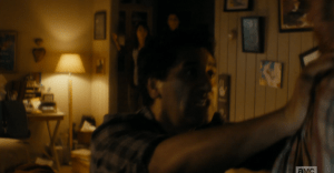 As Travis struggles to hold off Dawson B.'s savage attack...
