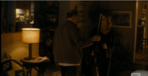Daniel turns, walks over to Madison, and hands the shotgun back to her before walking out of the room. Madison Clark, meet Daniel Salazar.