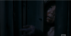 Susan B. Infected presses her face against an opening in the fence, and reaches her arm out towards the living flesh on the other side, just out of reach. It is easy to imagine that she and the Clarks used this opening in the fence to greet each other, chat, in the days before the turn.