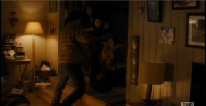 ...shoving the walker off him, hard, and sending Dawson B. backwards a few steps, buying Travis enough time to get up to standing.