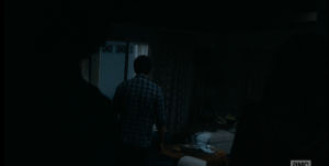 ...as well as the fact that he would even walk closer towards this scene. But, upon some more reflection, after rewatching this episode, I came to the opinion that the character of Travis is one who needs to see something for himself, as close up as possible, for him to feel like he has a grasp of what is going on with a situation. He demonstrated this when he went to the junkie church in the pilot episode. It's consistent with his character to be doing this, now. I also feel like Travis is giving the slight chance that Dawson is merely sick and delusional, deranged, even (um, obviously), and that exploring that chance is worth one final effort. But, dude, seriously, grab a poker or some shit...just in case you need it! (Which you totally do.)