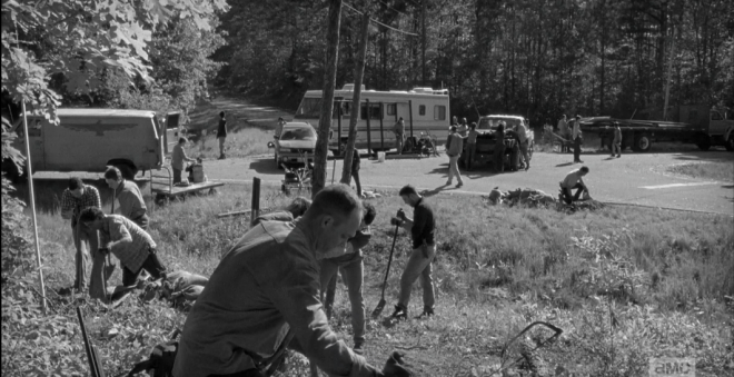 Time shifts back again, and we see the beginning of the construction of the barrier.