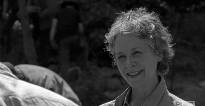 Carol, nonplussed, plays dumb, asks,