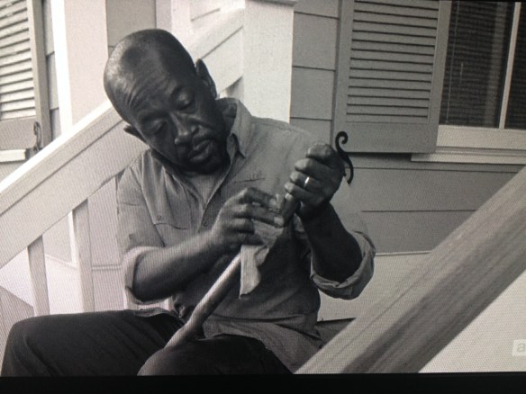 Morgan apologizes for invading Rick's porch, but says he wanted to enjoy the evening, and his place doesn't have a porch, so...