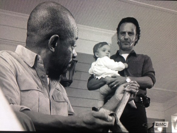 Rick reaches in his pocket, tosses Morgan a key, tells Morgan he should go get his stuff. 