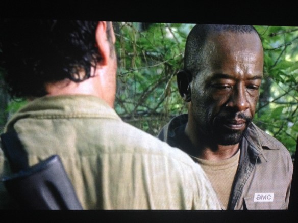 Rick asks Morgan if he can do as he asks, and Morgan quietly agrees. Rick leaves, onto the next.