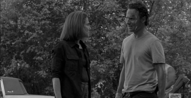 Back in time, at the construction site, Rick tells Deanna,