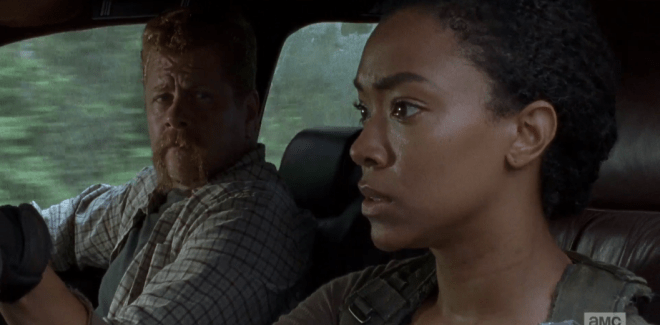 Keeping her eyes on the road, Sasha nods.