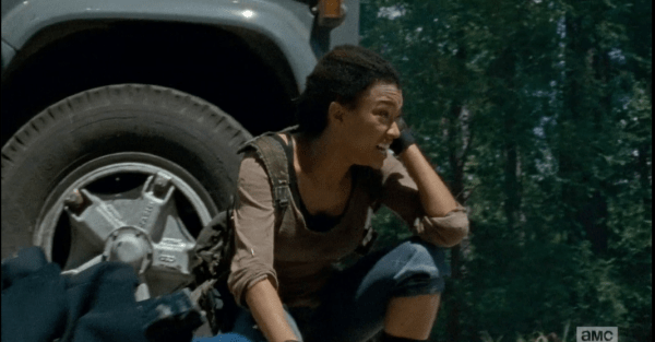 sasha covering ear gets up